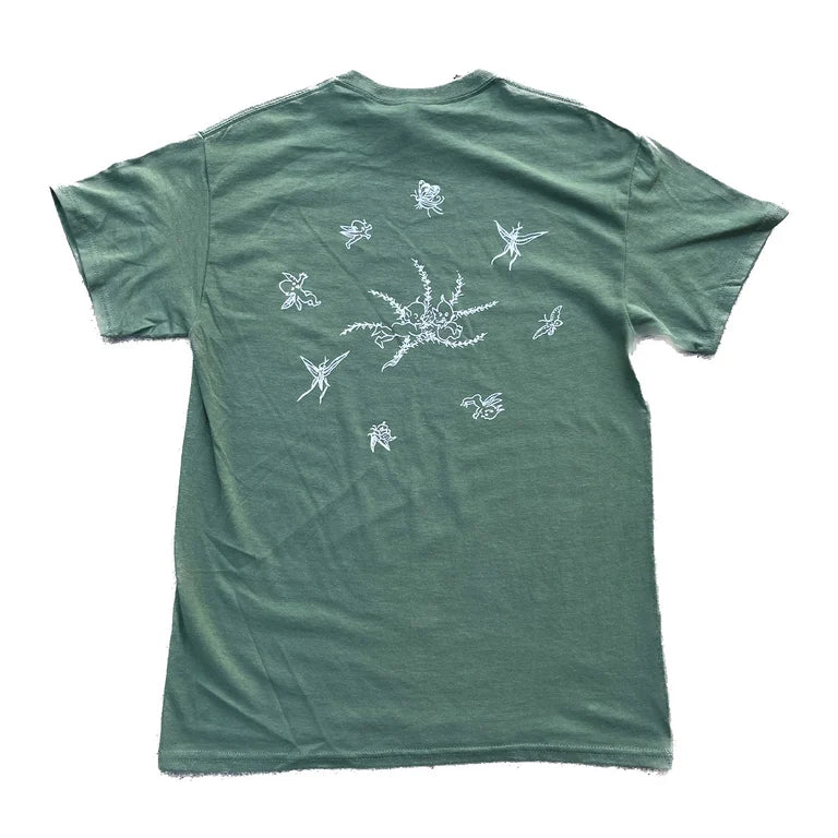 SPRINGTIME & BLIND OLIVE GREEN TEE 50% OFF AT CHECK OUT